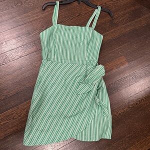 Inmod Green Striped Mini Wrap Dress